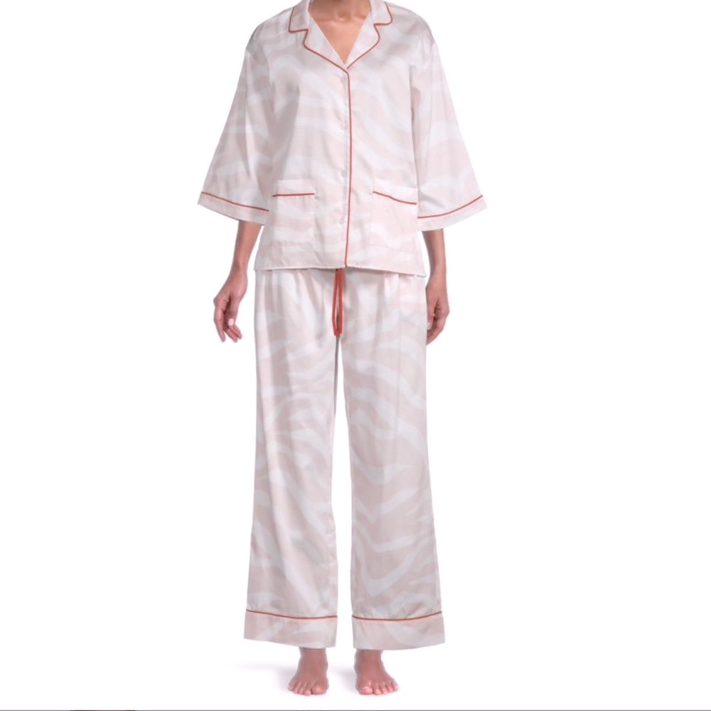Donna Karen 100% Cotton 2-Piece Pink Animal-Print Pajama Set Women's Siz… - Picture 2 of 5